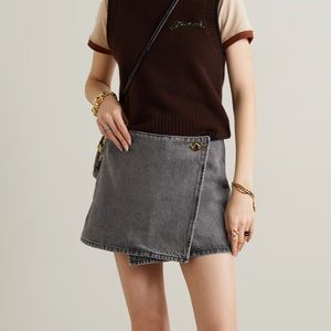 NWT GANNI Embellished Denim Mini Wrap Skirt
